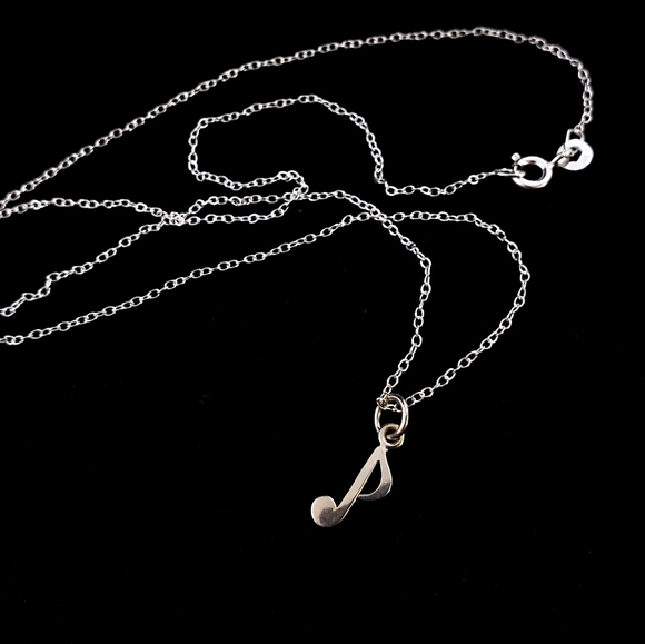 Genuine sterling silver music note pendant necklace musical - Picture 3 of 11